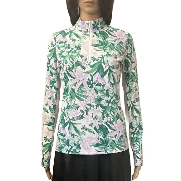 Tommy Bahama Women's Long Sleeve Top Jacket Size XS Floral 1/4 Zip Mock Neck NWT - Picture 1 of 11